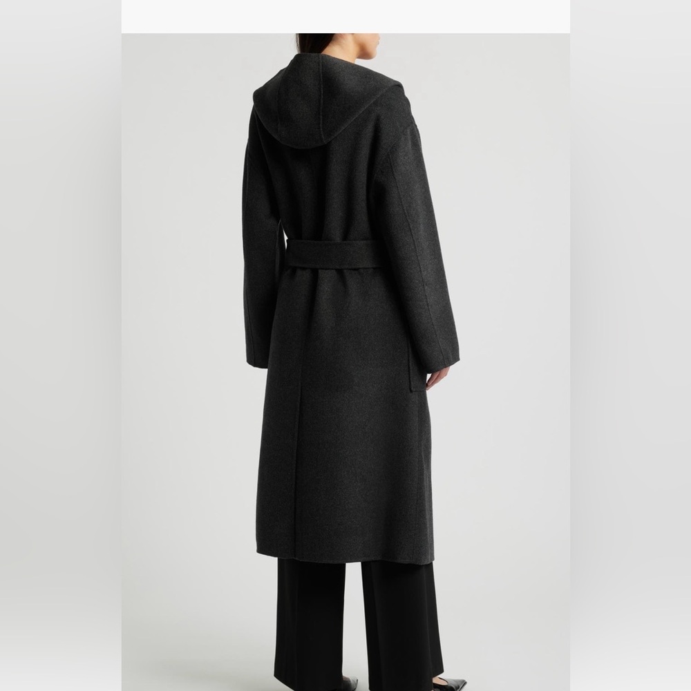 COS Black Fringe Belted Coat - Picture 3 of 6